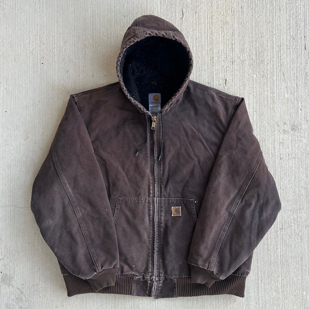 Carhartt J130 DKB brown hooded work wear jacket